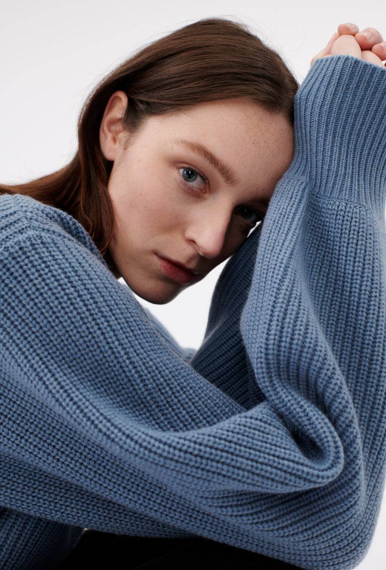 Odeeh Cash-Wool-Mix Pullover, Frosty Blue