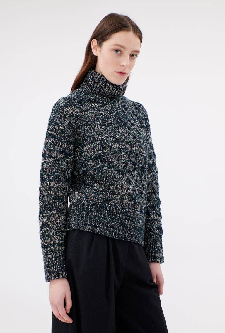 Odeeh Cash-Wool-Mouline Pullover, Juniper