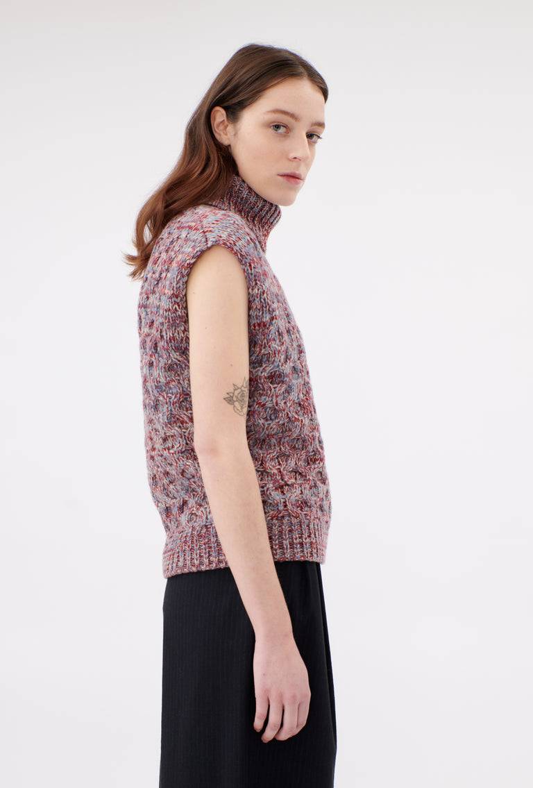 Odeeh Cash-Wool-Mouline Pullunder, Marble Red