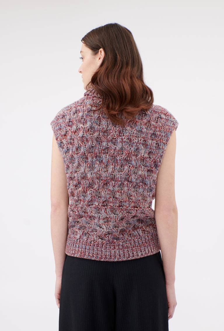 Odeeh Cash-Wool-Mouline Pullunder, Marble Red