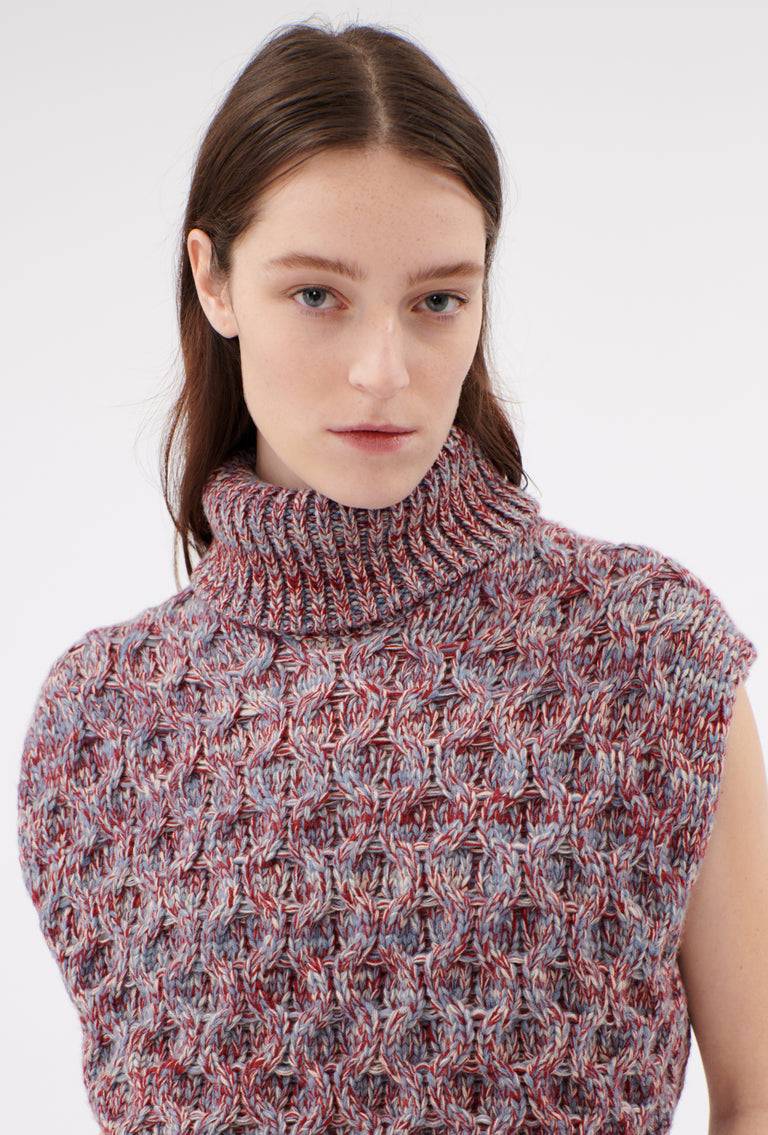 Odeeh Cash-Wool-Mouline Pullunder, Marble Red