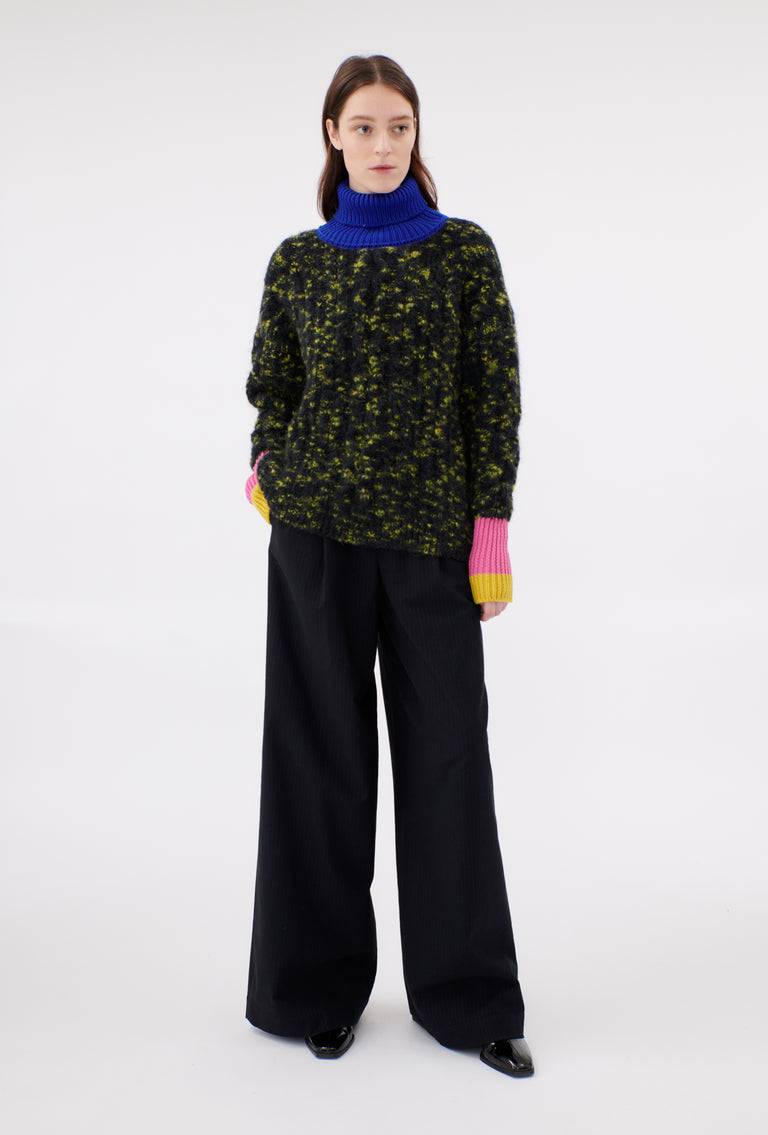Odeeh Color Block Patch Pullover, Dark Moss