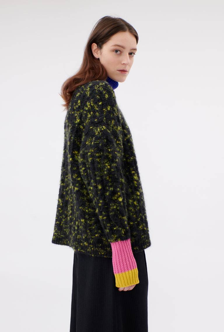 Odeeh Color Block Patch Pullover, Dark Moss