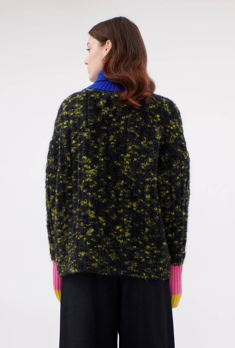 Odeeh Color Block Patch Pullover, Dark Moss