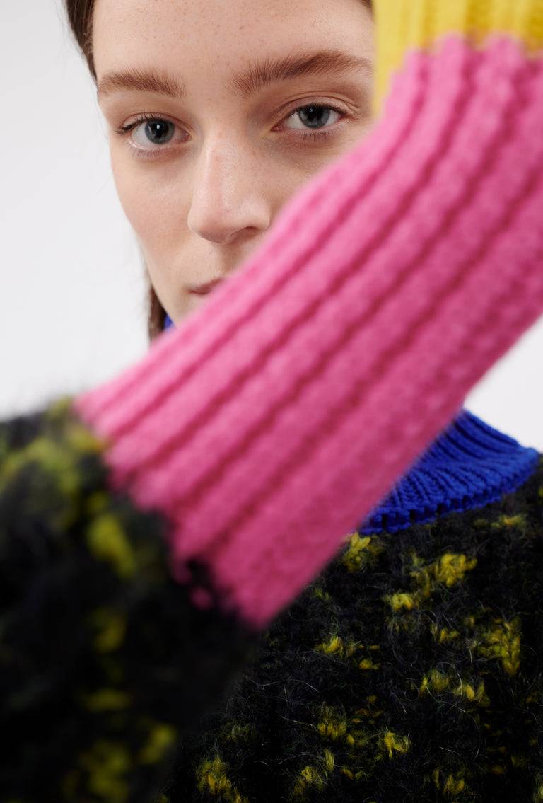 Odeeh Color Block Patch Pullover, Dark Moss