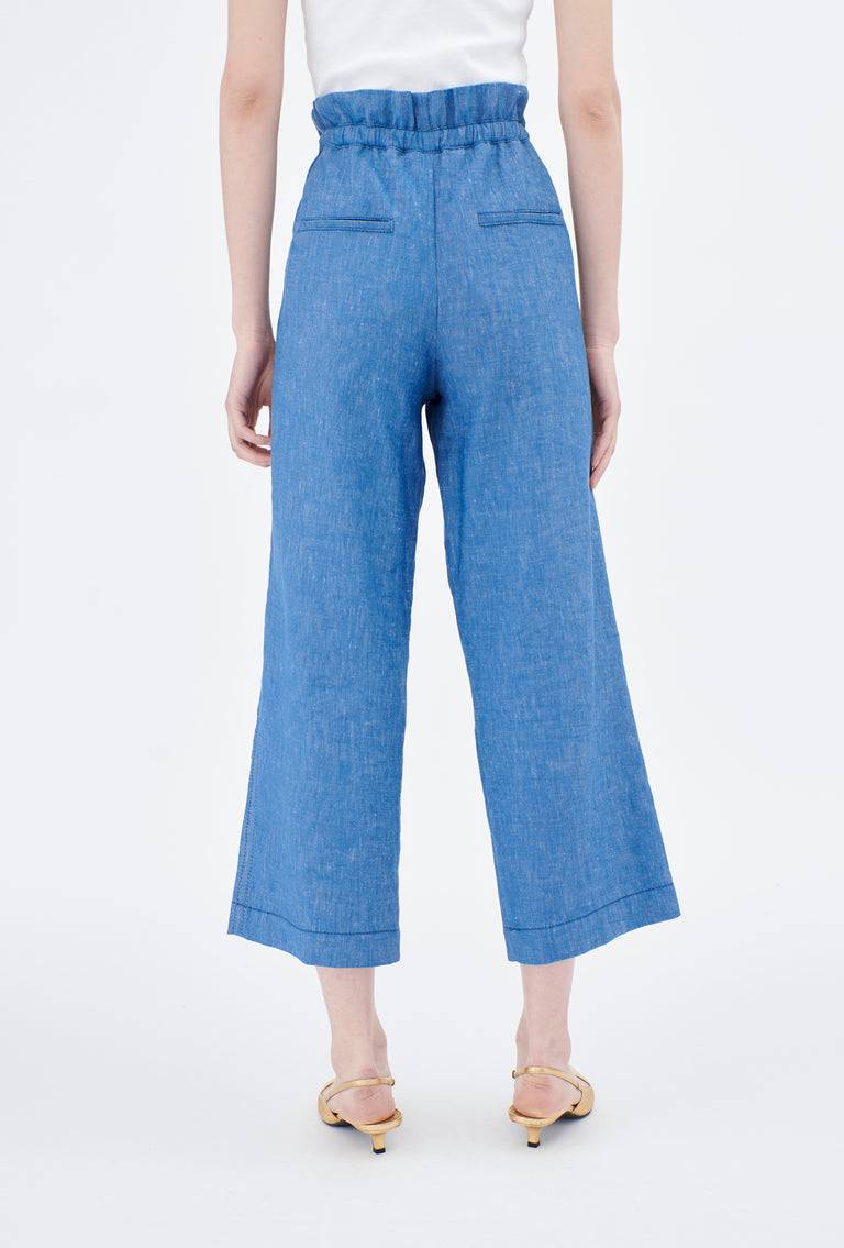 Odeeh Cotton Linen Denim Hose, Ocean