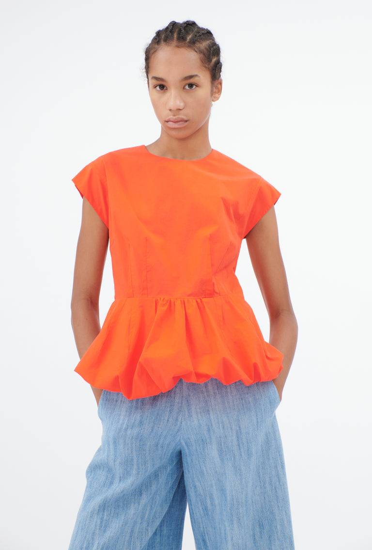 Odeeh Cotton Popeline Bluse, Glowing Orange