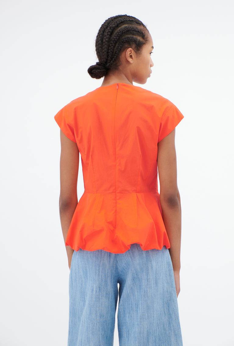 Odeeh Cotton Popeline Bluse, Glowing Orange