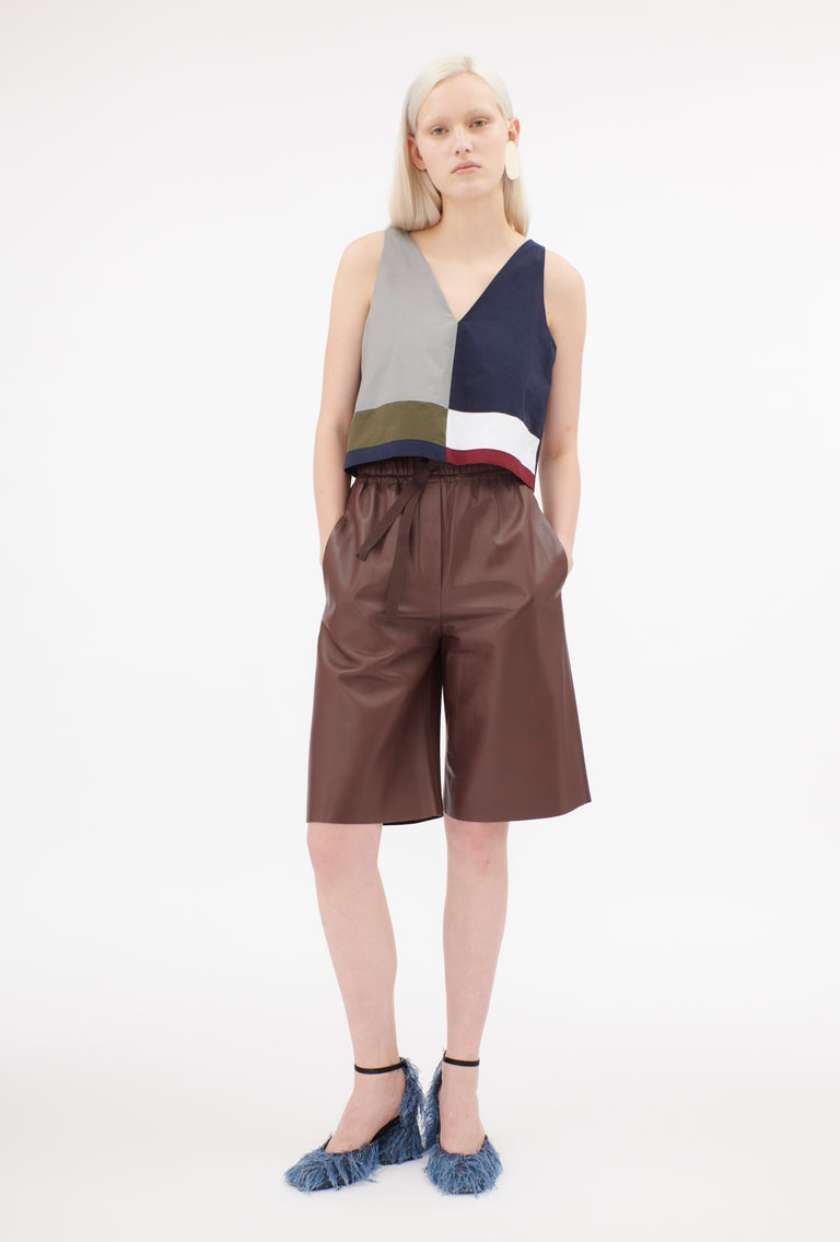 Odeeh Cotton Popeline Top, Navy