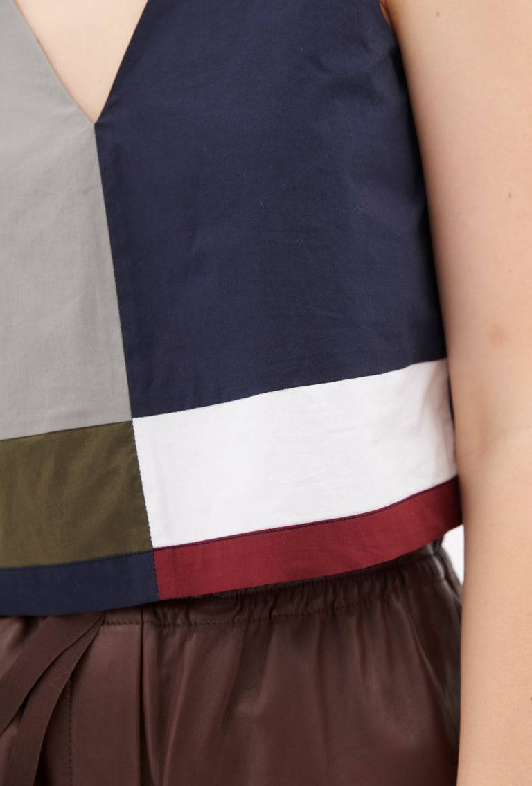 Odeeh Cotton Popeline Top, Navy