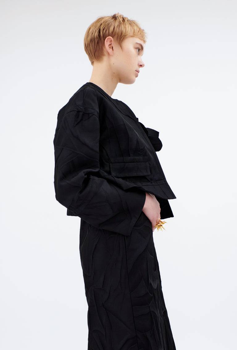 Odeeh Crinkled Duchesse Jacke, Jet Black