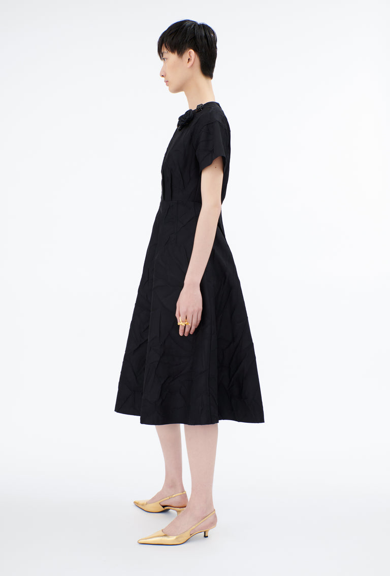 Odeeh Crinkled Duchesse Kleid, Jet Black