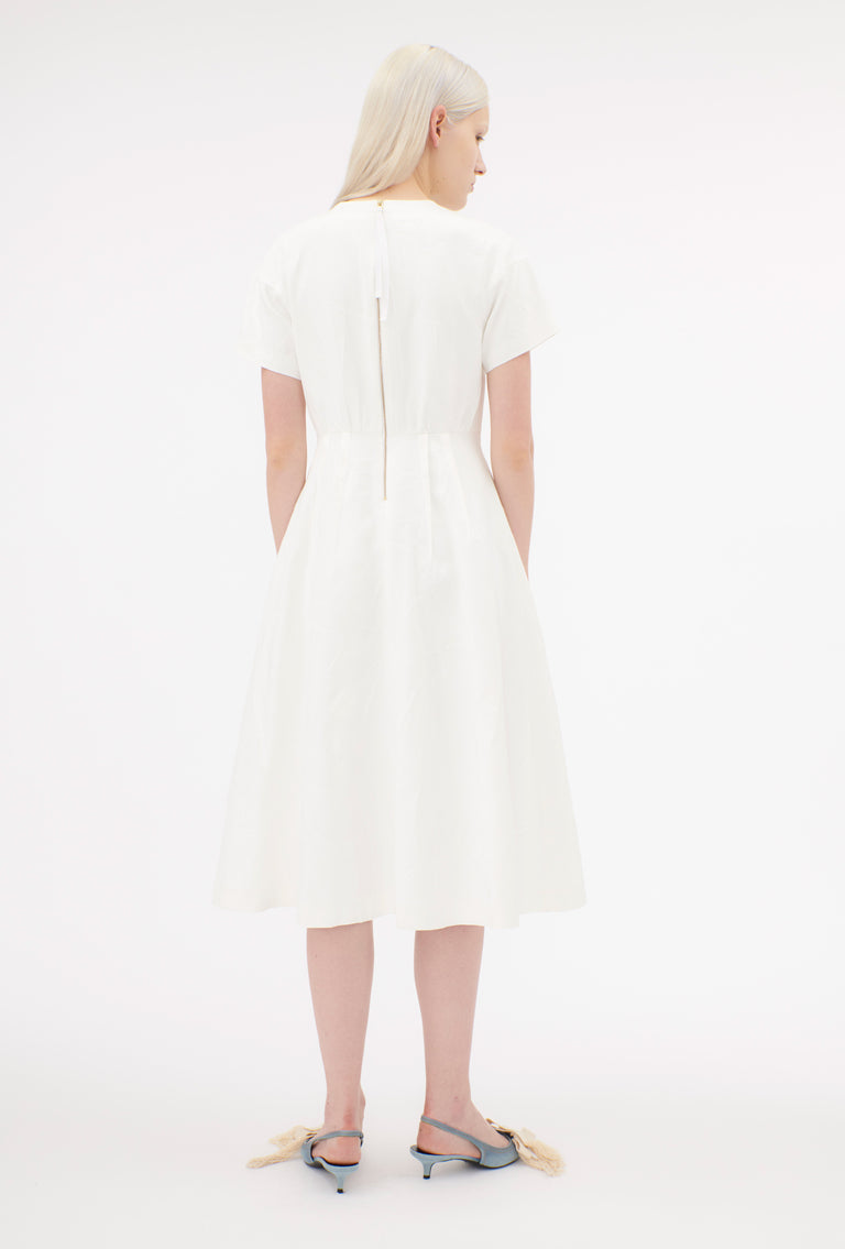 Odeeh Crinkled Duchesse Stonewashed Kleid, Milk