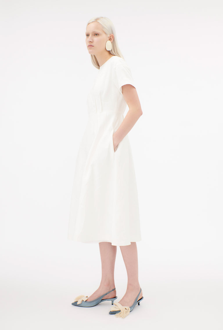 Odeeh Crinkled Duchesse Stonewashed Kleid, Milk