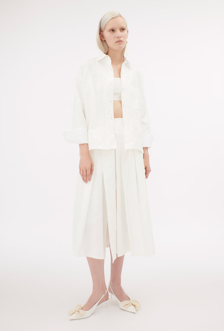 Odeeh Crinkled Duchesse Stonewashed Top, Milk