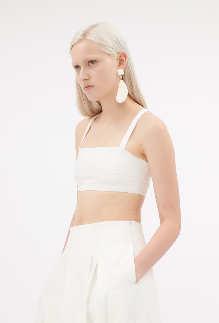 Odeeh Crinkled Duchesse Stonewashed Top, Milk