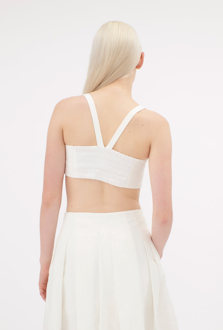 Odeeh Crinkled Duchesse Stonewashed Top, Milk