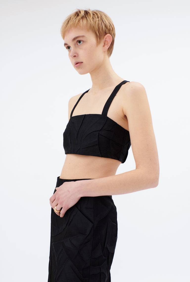 Odeeh Crinkled Duchesse Top, Jet Black
