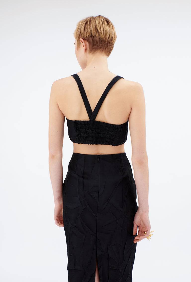 Odeeh Crinkled Duchesse Top, Jet Black