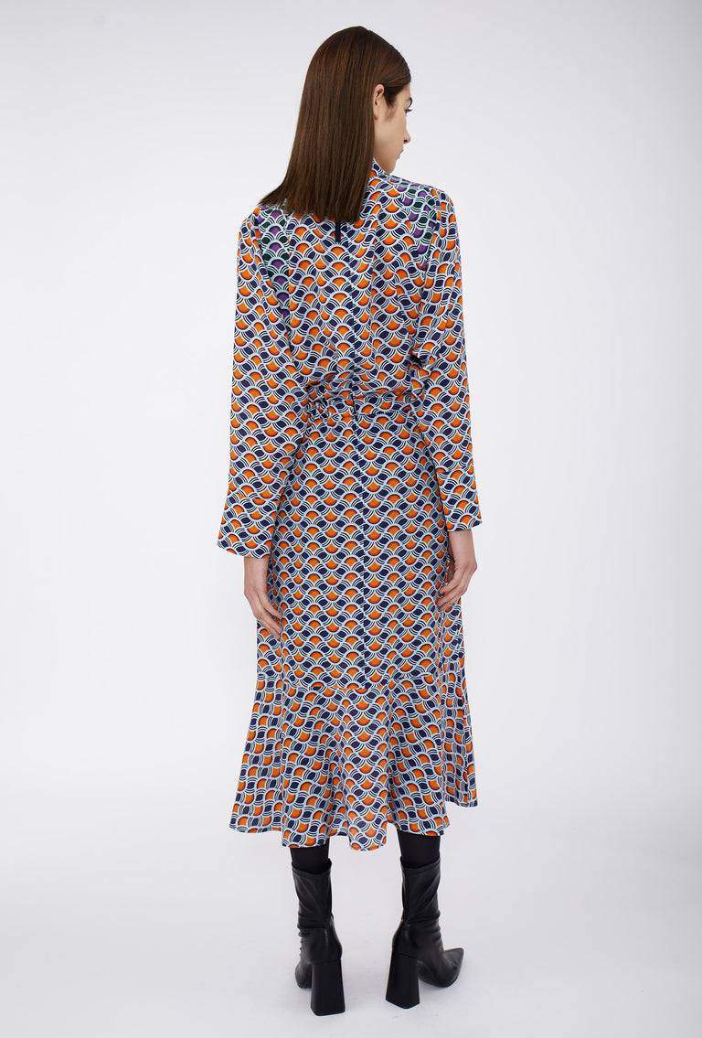 Odeeh Crossed Waves Kleid, Glowing Orange