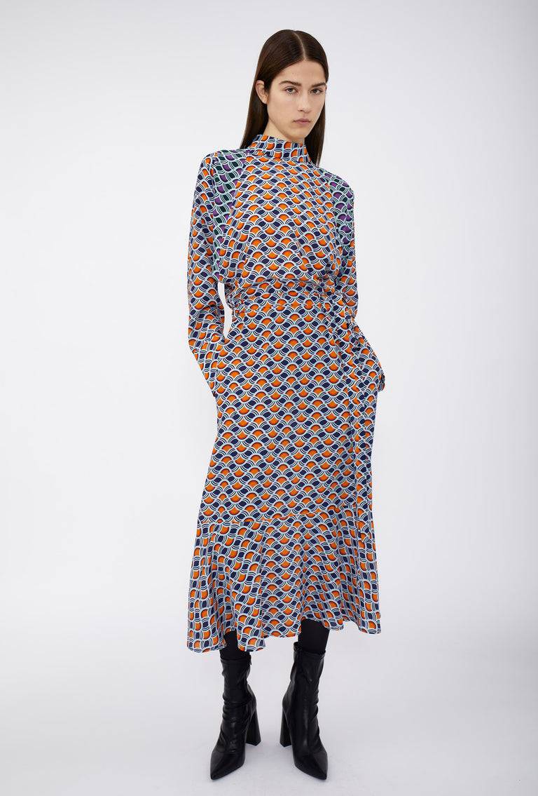 Odeeh Crossed Waves Kleid, Glowing Orange