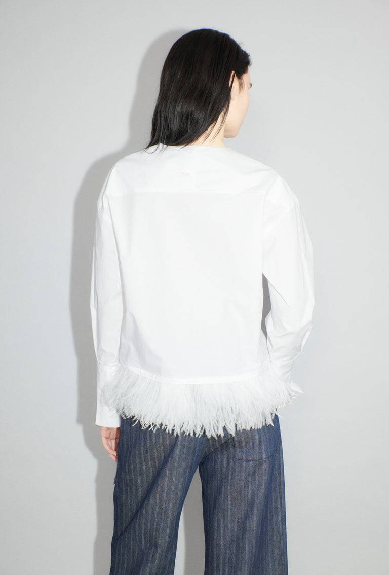 Odeeh Crushed Popeline Bluse, White