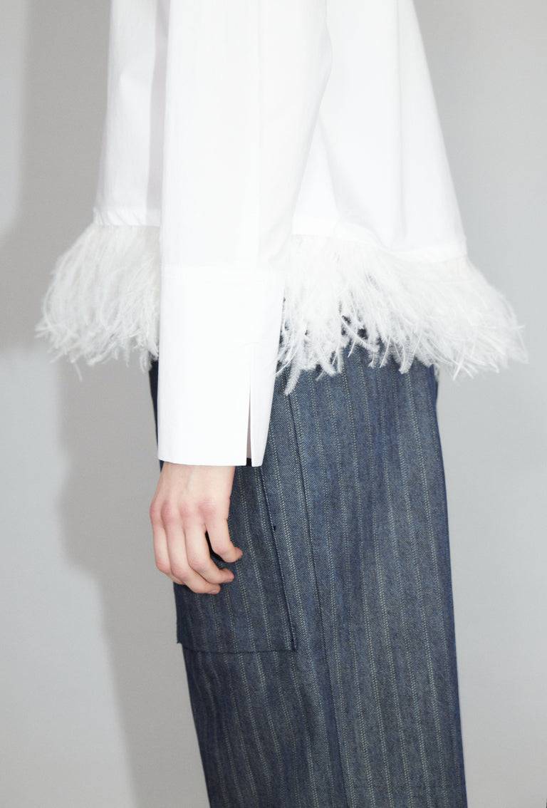 Odeeh Crushed Popeline Bluse, White