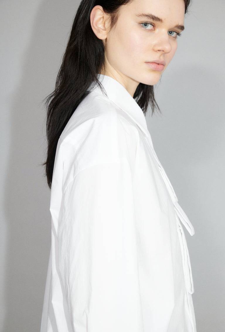 Odeeh Crushed Popeline Bluse, White