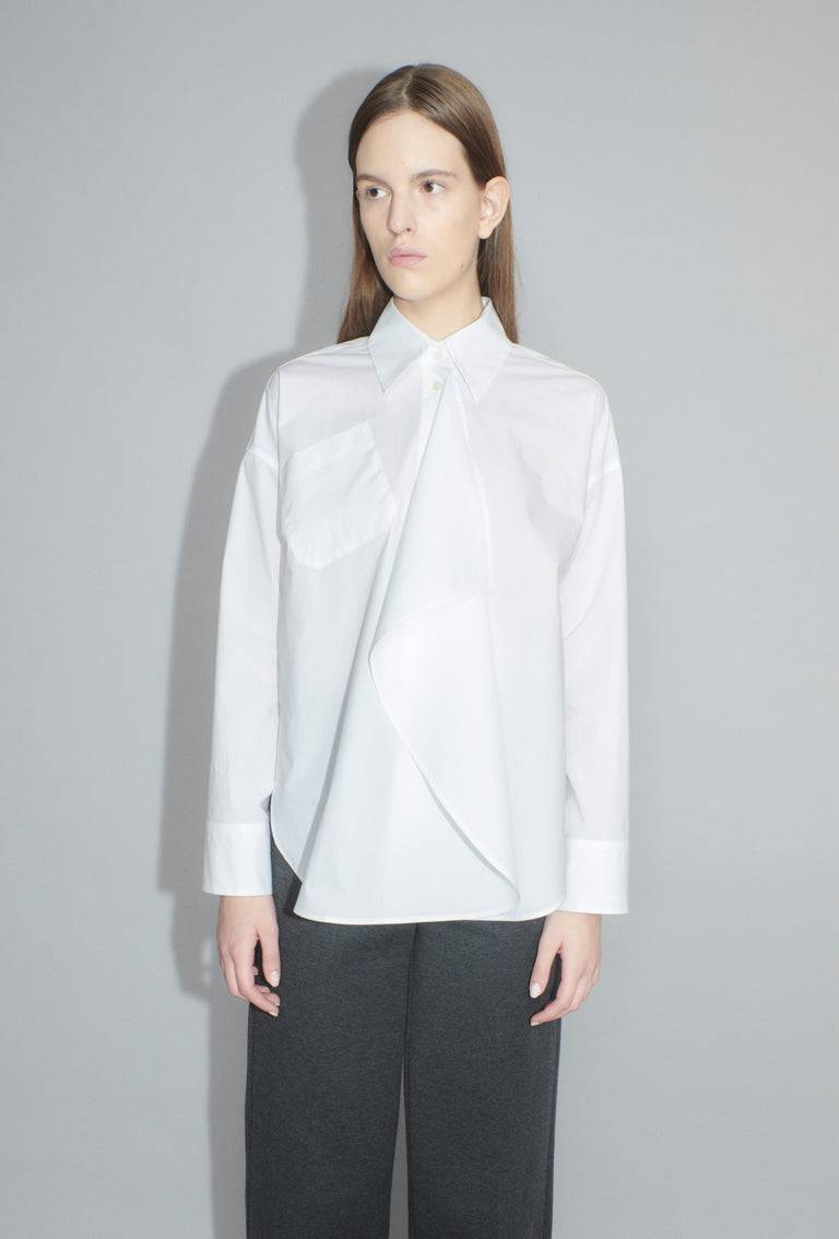 Odeeh Crushed Popeline Bluse, White