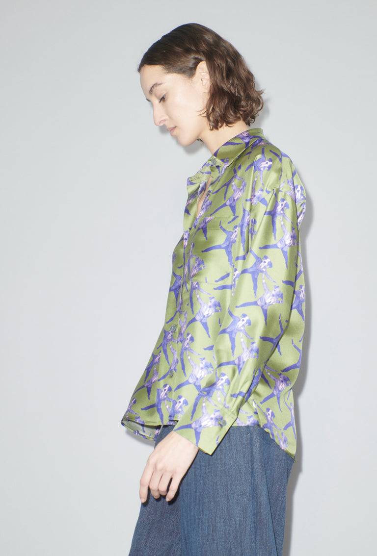 Odeeh Dancing Dogs Bluse, Green Olive