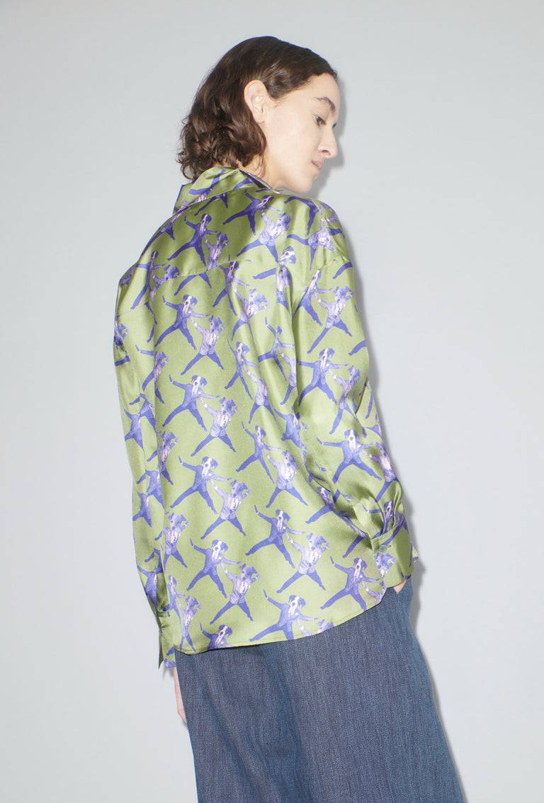 Odeeh Dancing Dogs Bluse, Green Olive