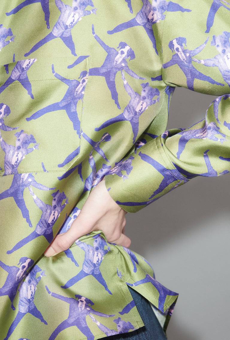 Odeeh Dancing Dogs Bluse, Green Olive