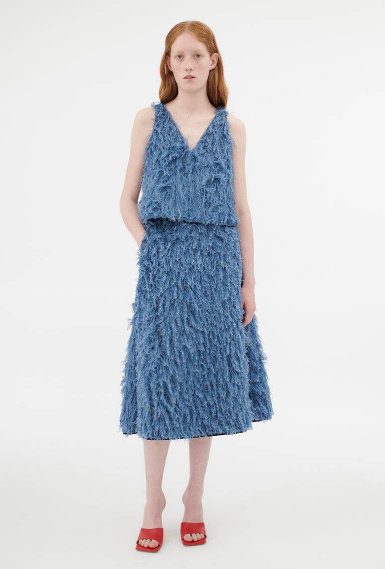 Odeeh Delavé Fringes Top, Light Indigo