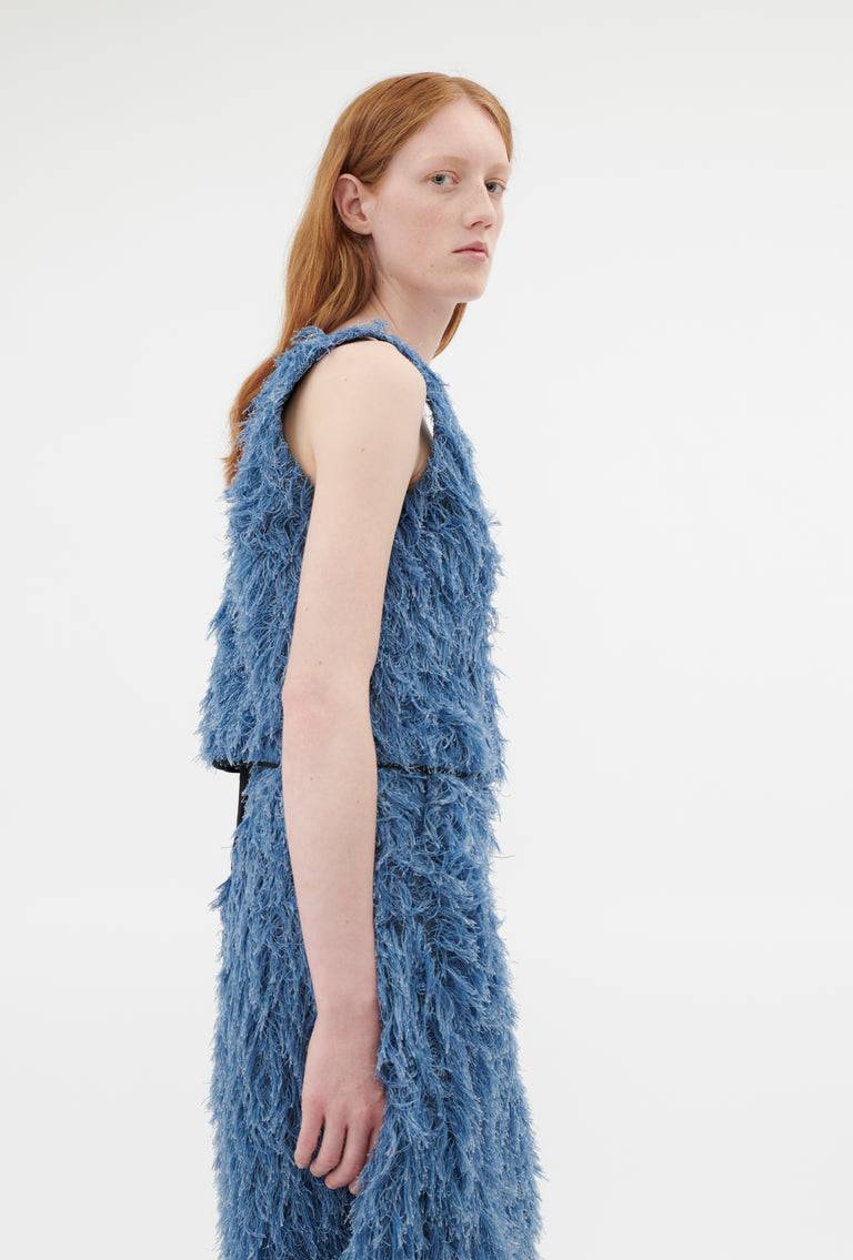 Odeeh Delavé Fringes Top, Light Indigo