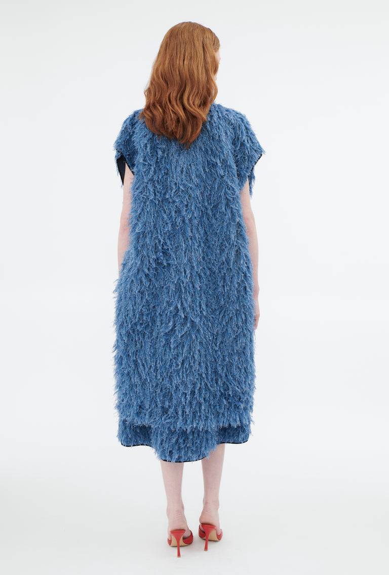 Odeeh Delavé Fringes Weste, Light Indigo