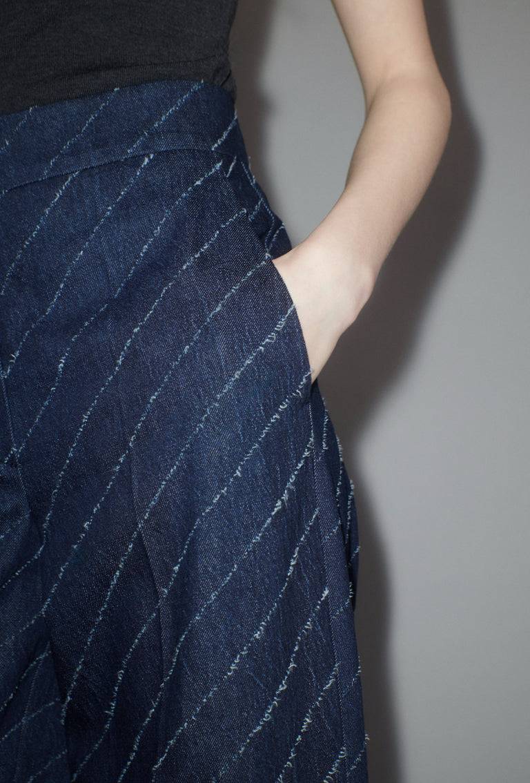 Odeeh Diagonal Filcoupè Denim Hose, Indigo