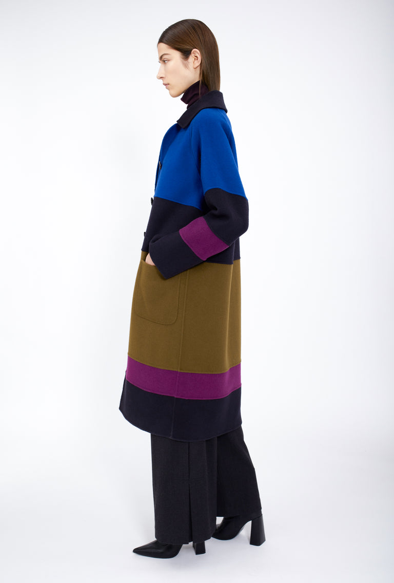 Odeeh Double Face Cashmere-Wool Mantel, Multicolor