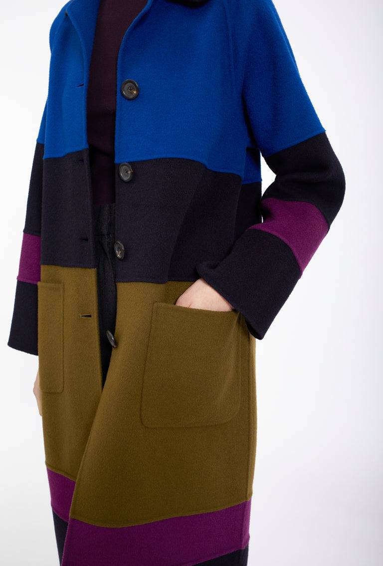 Odeeh Double Face Cashmere-Wool Mantel, Multicolor