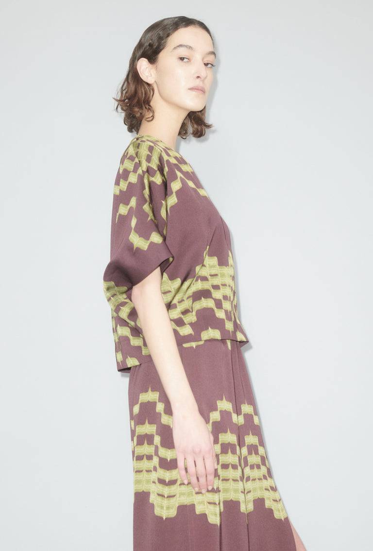 Odeeh Double Printed Degradè Bluse, Goldolive
