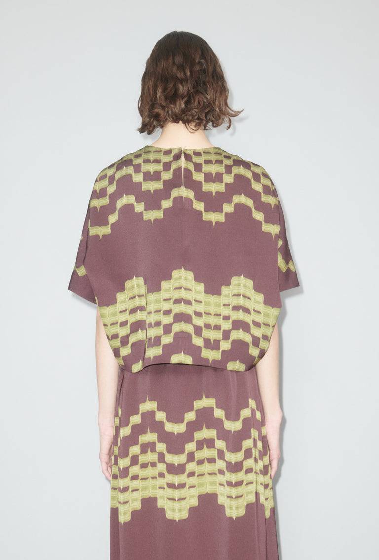 Odeeh Double Printed Degradè Bluse, Goldolive