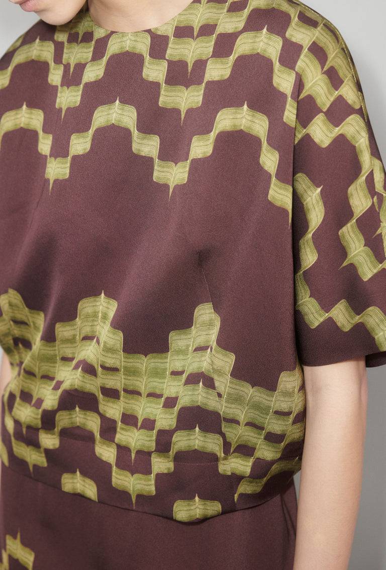 Odeeh Double Printed Degradè Bluse, Goldolive