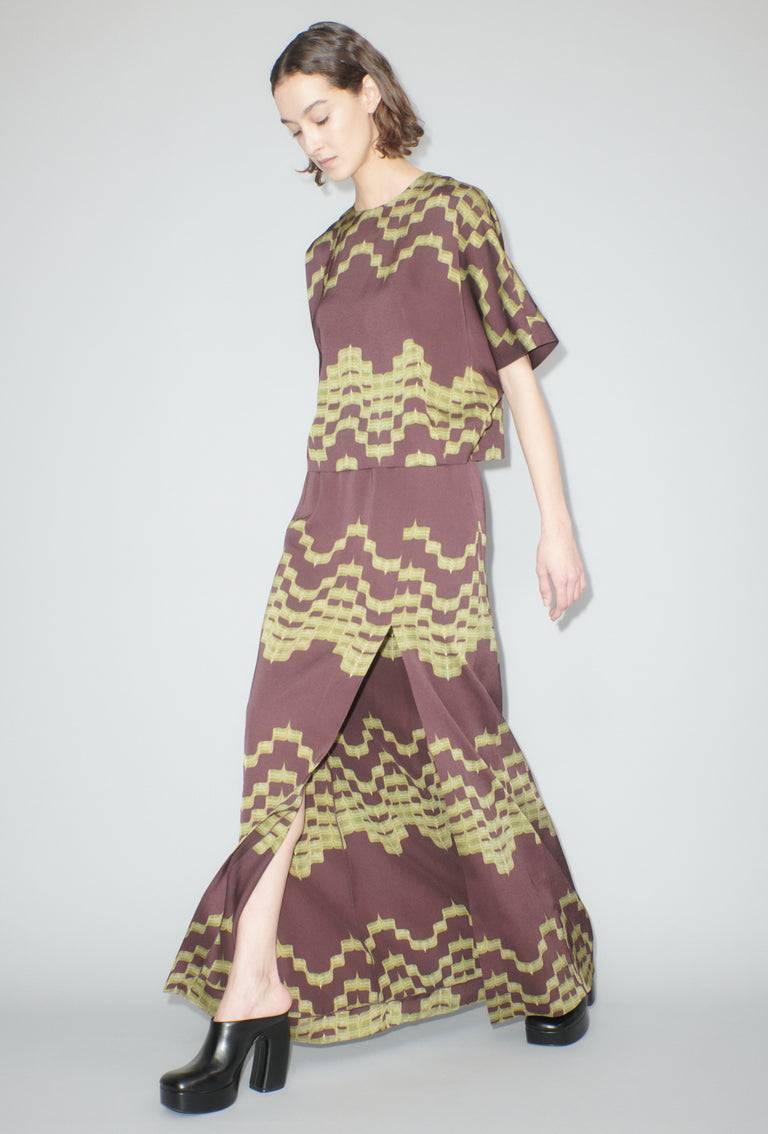 Odeeh Double Printed Degradè Bluse, Goldolive