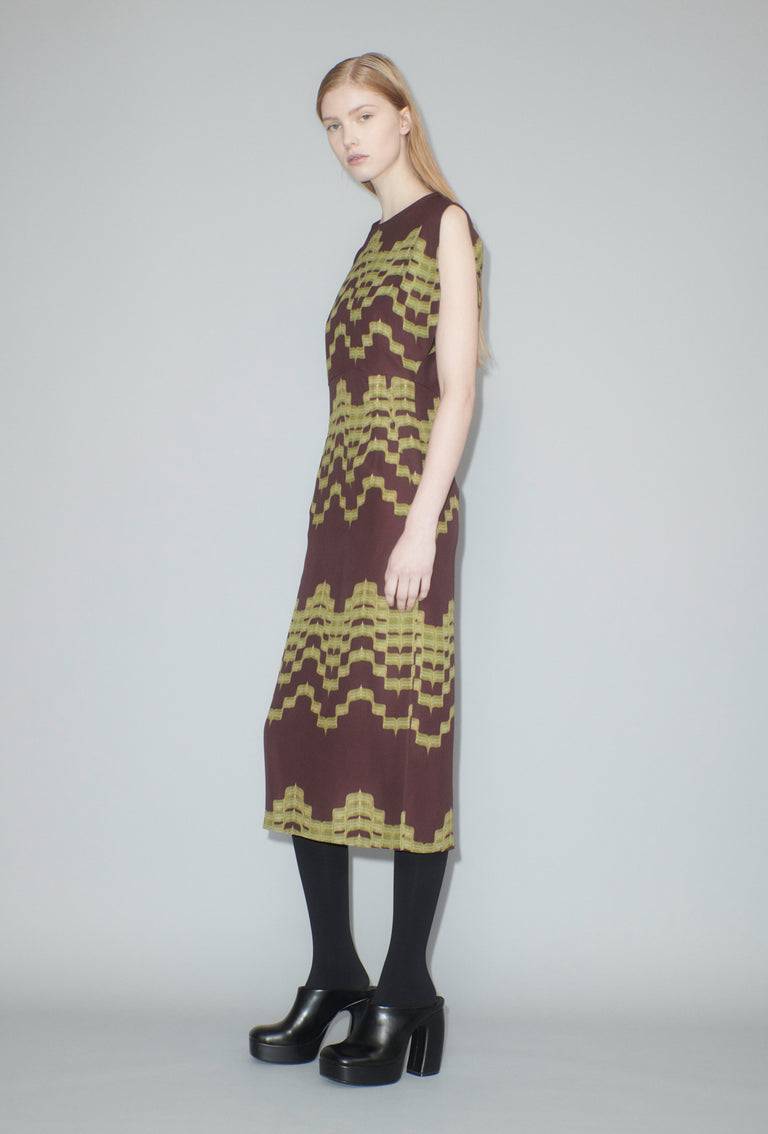 Odeeh Double Printed Degradè Kleid, Goldolive