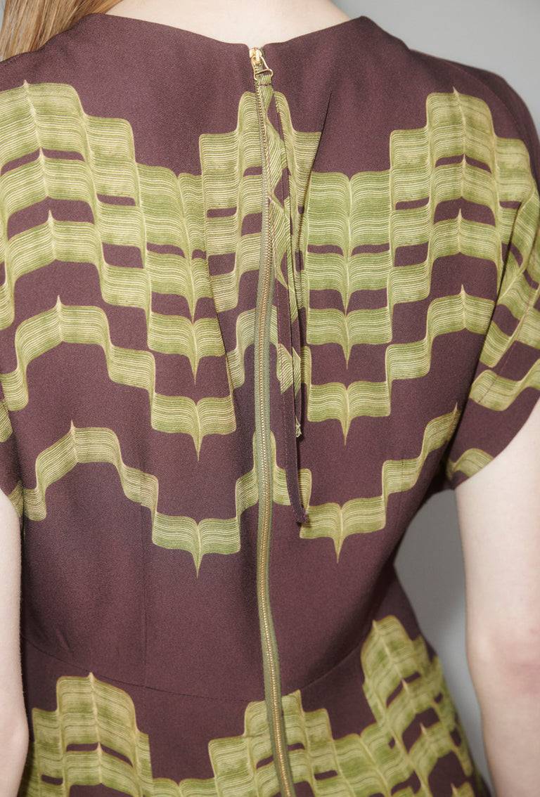 Odeeh Double Printed Degradè Kleid, Goldolive