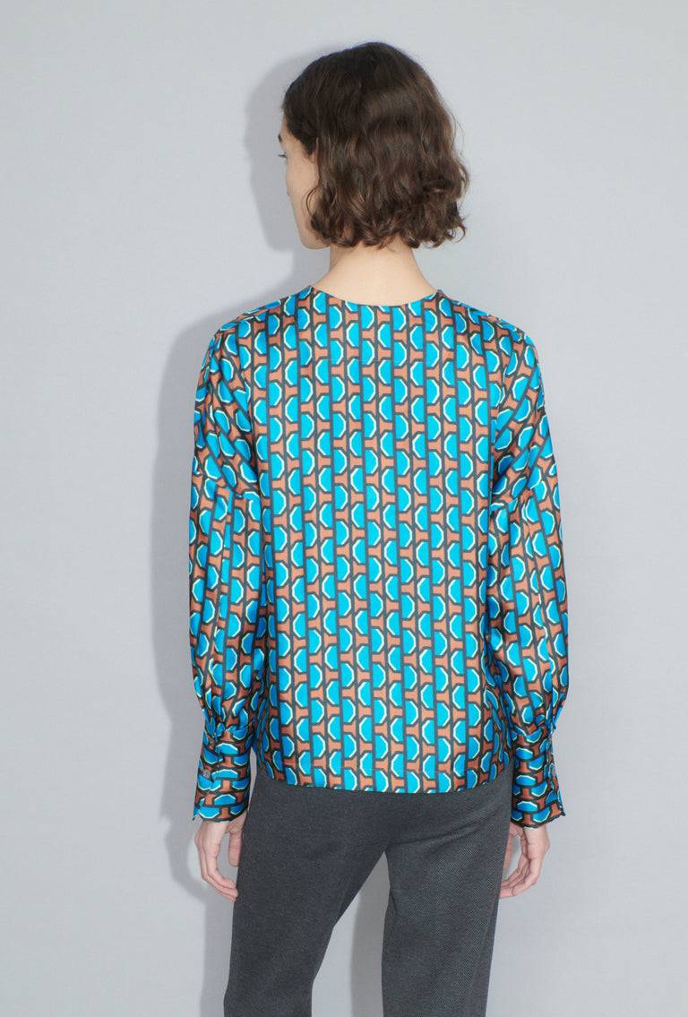 Odeeh Fancy Grid Bluse, Burnt Orange