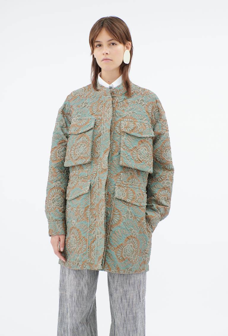 Odeeh Flower Camouflage Matelassé Jacke, Sea Green