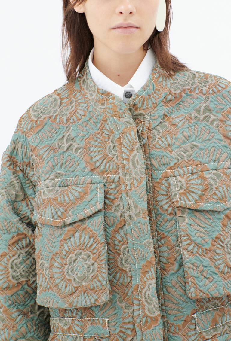 Odeeh Flower Camouflage Matelassé Jacke, Sea Green