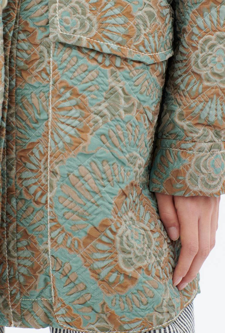 Odeeh Flower Camouflage Matelassé Jacke, Sea Green