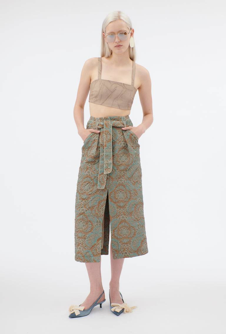 Odeeh Flower Camouflage Matelassé Rock, Sea Green