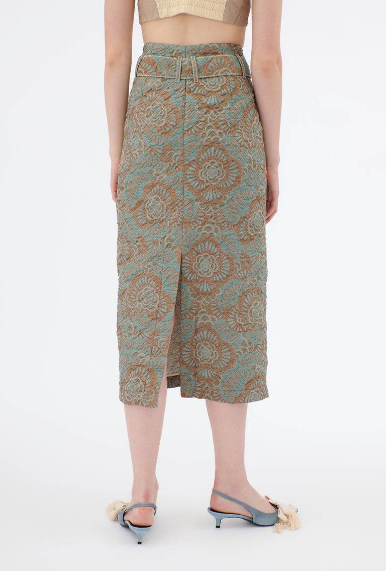 Odeeh Flower Camouflage Matelassé Rock, Sea Green